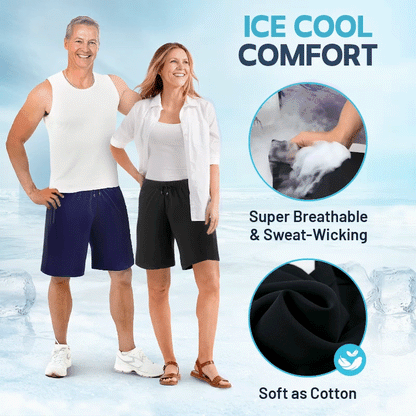 Ice Silk Stretch Quick Dry Shorts - Unisex Shorts with Zipper Pockets