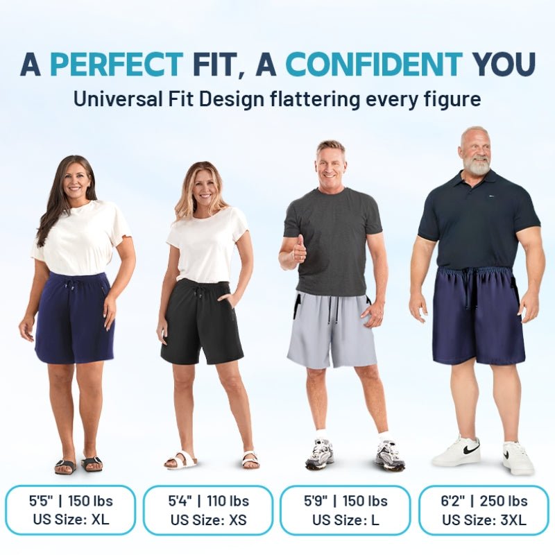 Ice Silk Stretch Quick Dry Shorts - Unisex Shorts with Zipper Pockets