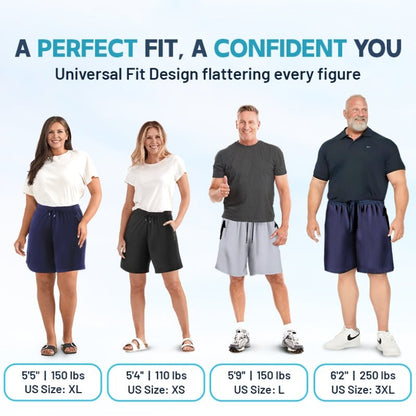 Ice Silk Stretch Quick Dry Shorts - Unisex Shorts with Zipper Pockets