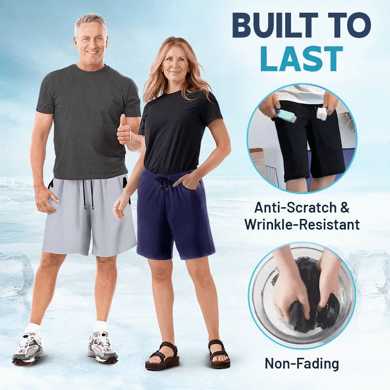 Ice Silk Stretch Quick Dry Shorts - Unisex Shorts with Zipper Pockets