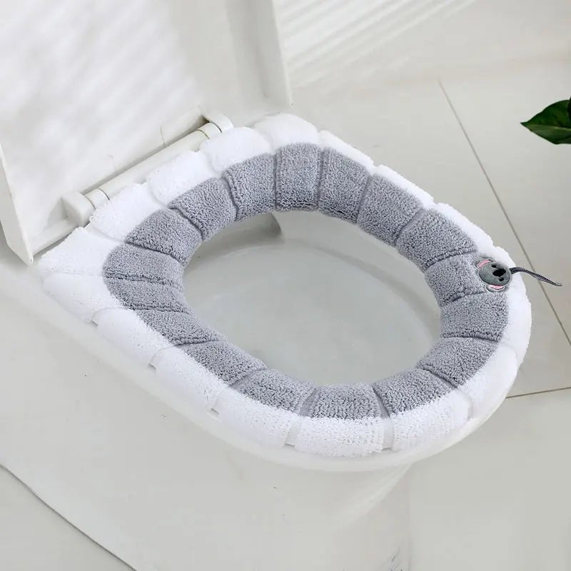 Universal Thick Toilet Seat Cover – Soft, Warm, Washable Coral Fleece Mat for Home Décor and Bathroom Comfort