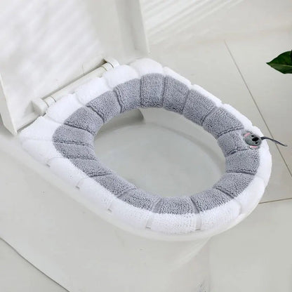 Universal Thick Toilet Seat Cover – Soft, Warm, Washable Coral Fleece Mat for Home Décor and Bathroom Comfort