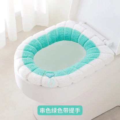 Universal Thick Toilet Seat Cover – Soft, Warm, Washable Coral Fleece Mat for Home Décor and Bathroom Comfort