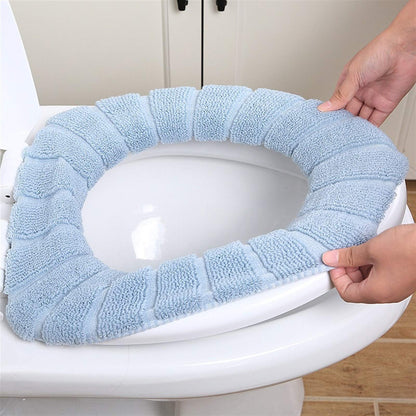 Universal Thick Toilet Seat Cover – Soft, Warm, Washable Coral Fleece Mat for Home Décor and Bathroom Comfort