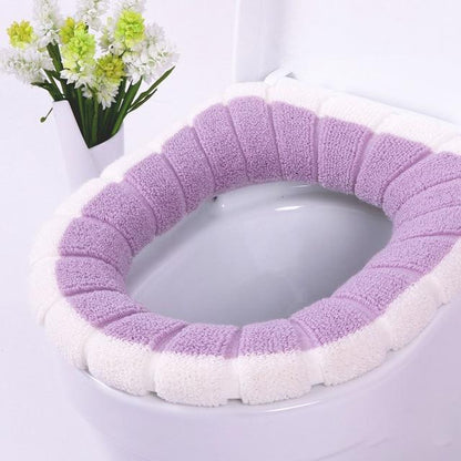 Universal Thick Toilet Seat Cover – Soft, Warm, Washable Coral Fleece Mat for Home Décor and Bathroom Comfort