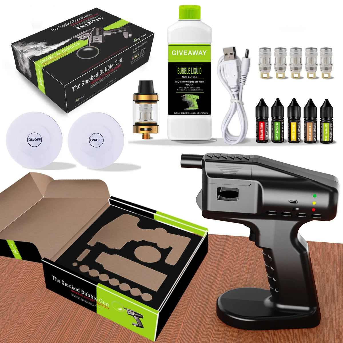 Cocktail Bubble Smoke Gun Kit – Electric Aroma Bubble Gun for Drinks