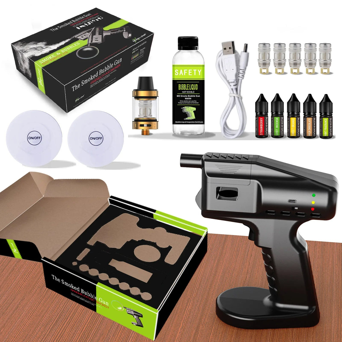 Cocktail Bubble Smoke Gun Kit – Electric Aroma Bubble Gun for Drinks