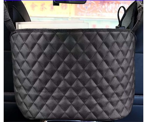 PU Leather Car Seat Back Organizer – Large Capacity Purse Holder & Storage Bag Between Front Seats