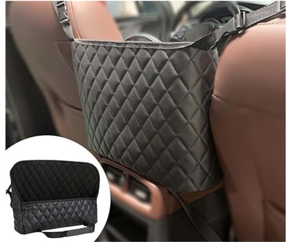 PU Leather Car Seat Back Organizer – Large Capacity Purse Holder & Storage Bag Between Front Seats