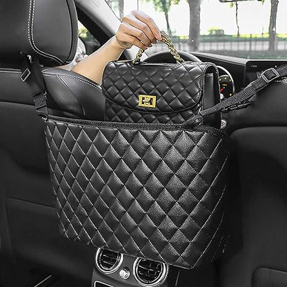 PU Leather Car Seat Back Organizer – Large Capacity Purse Holder & Storage Bag Between Front Seats