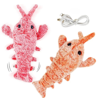 USB Rechargeable Electric Jumping Lobster Toy – Realistic Jumping Shrimp Plush for Endless Pet Entertainment