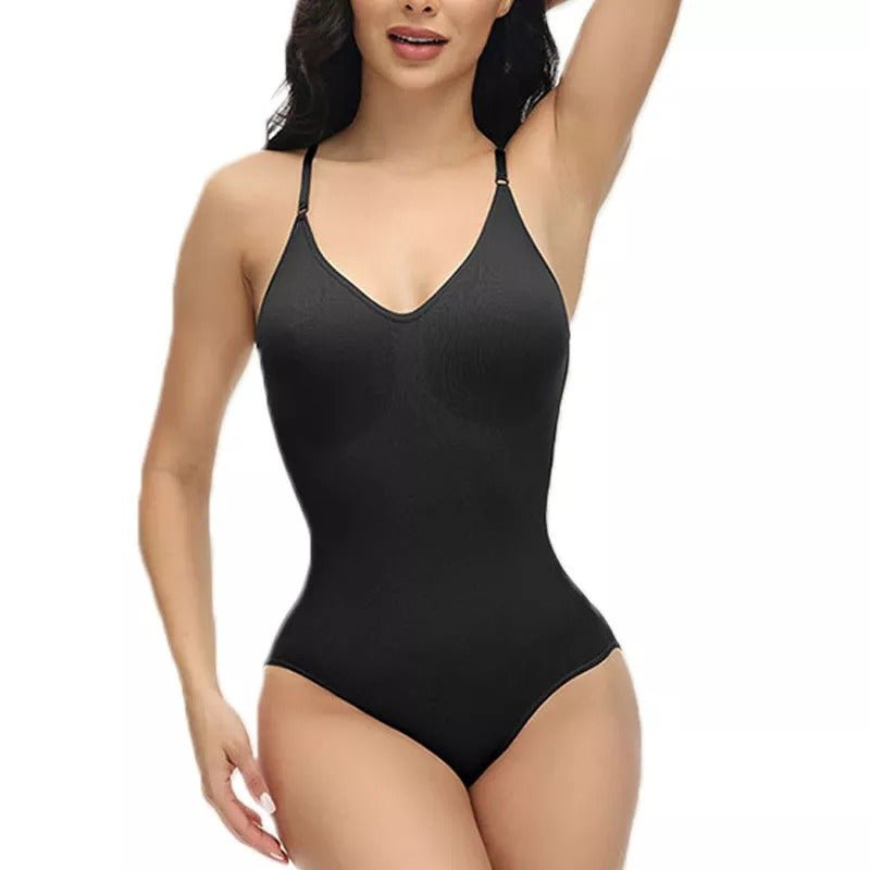 V-Neck Spaghetti Strap Bodysuits - Slimming Body Shaper Smooth Out Bodysuit
