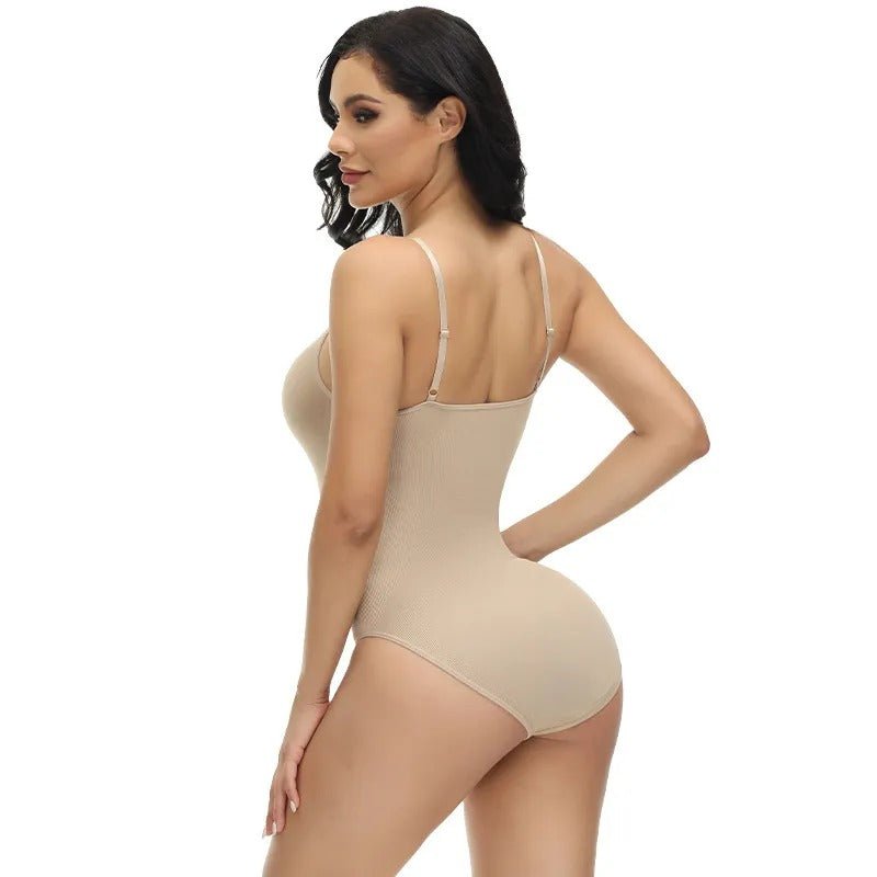 V-Neck Spaghetti Strap Bodysuits - Slimming Body Shaper Smooth Out Bodysuit