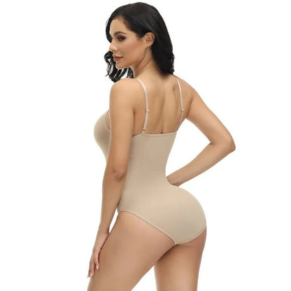 V-Neck Spaghetti Strap Bodysuits - Slimming Body Shaper Smooth Out Bodysuit