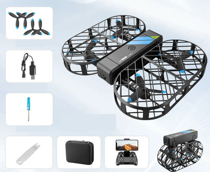 Foldable Remote Control Drone for Kids – Beginner-Friendly Aircraft with Aerial Photography, Safe Flying Toy, and Black Technology Design
