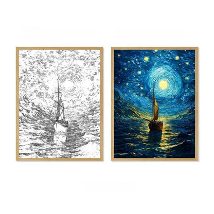Van Gogh Art-Inspired Anime LED Light – Wireless Charging Mood Lamp for Stunning Wall Décor and Nighttime Ambiance, Perfect Home Gift