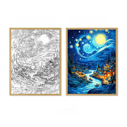 Van Gogh Art-Inspired Anime LED Light – Wireless Charging Mood Lamp for Stunning Wall Décor and Nighttime Ambiance, Perfect Home Gift