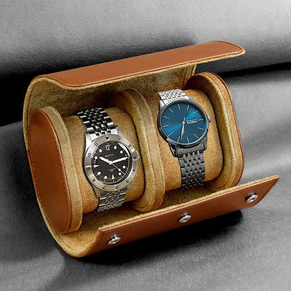 Vintage Watch Roll Travel Case – Secure 3-Watch Storage with Removable Cushions and Sleek Organizer Design