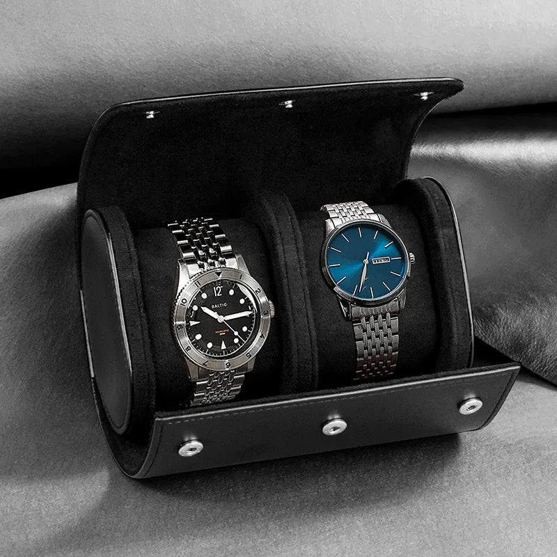 Vintage Watch Roll Travel Case – Secure 3-Watch Storage with Removable Cushions and Sleek Organizer Design