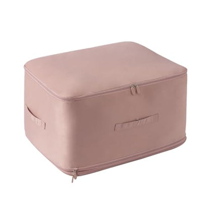 Ultra-Space-Saving Compression Organizer Bag – Heavy-Duty Khaki Storage Tote for Moving, Laundry, or Seasonal Clothes; Large 54×42×30 cm Capacity