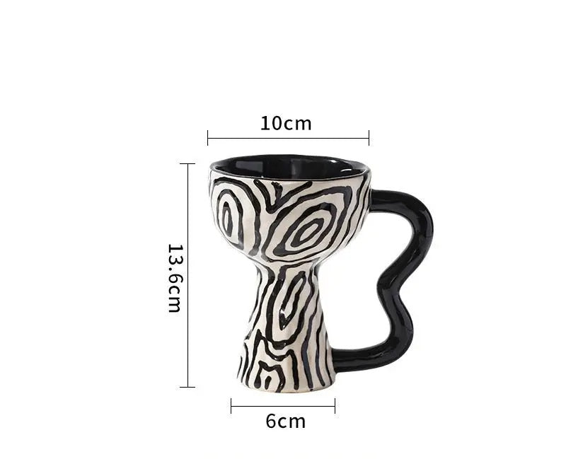 Retro Ceramic Goblet Cup – Irregular Vintage-Style Wine, Coffee, Ice Cream Dessert Mug for Chic Home or Café Table Display
