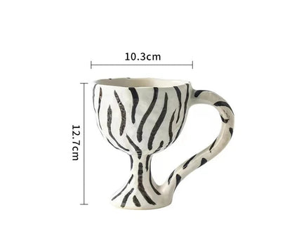 Retro Ceramic Goblet Cup – Irregular Vintage-Style Wine, Coffee, Ice Cream Dessert Mug for Chic Home or Café Table Display