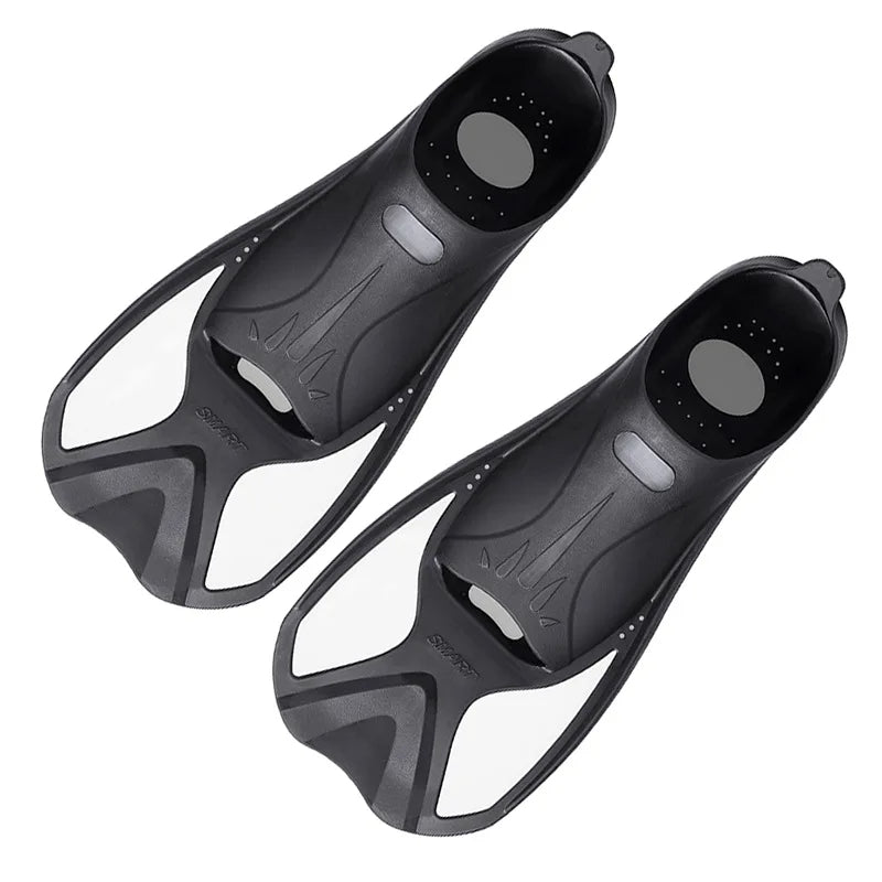 Short Snorkeling Fins - Comfortable TPR Swim Aids for Diving, Pool Training & Travel, Kids to Adult Sizes