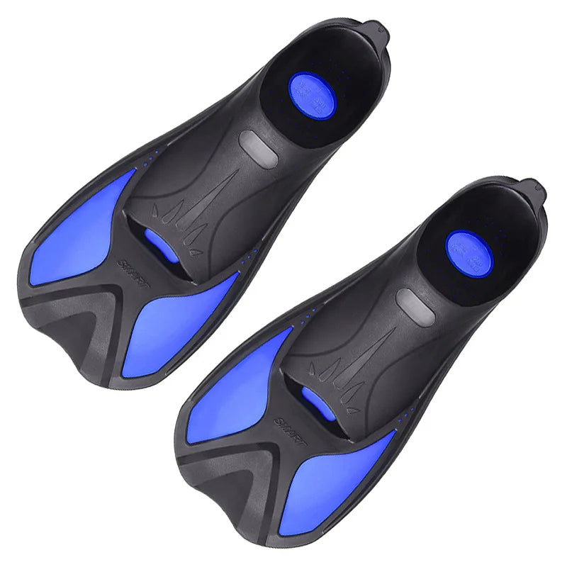 Short Snorkeling Fins - Comfortable TPR Swim Aids for Diving, Pool Training & Travel, Kids to Adult Sizes
