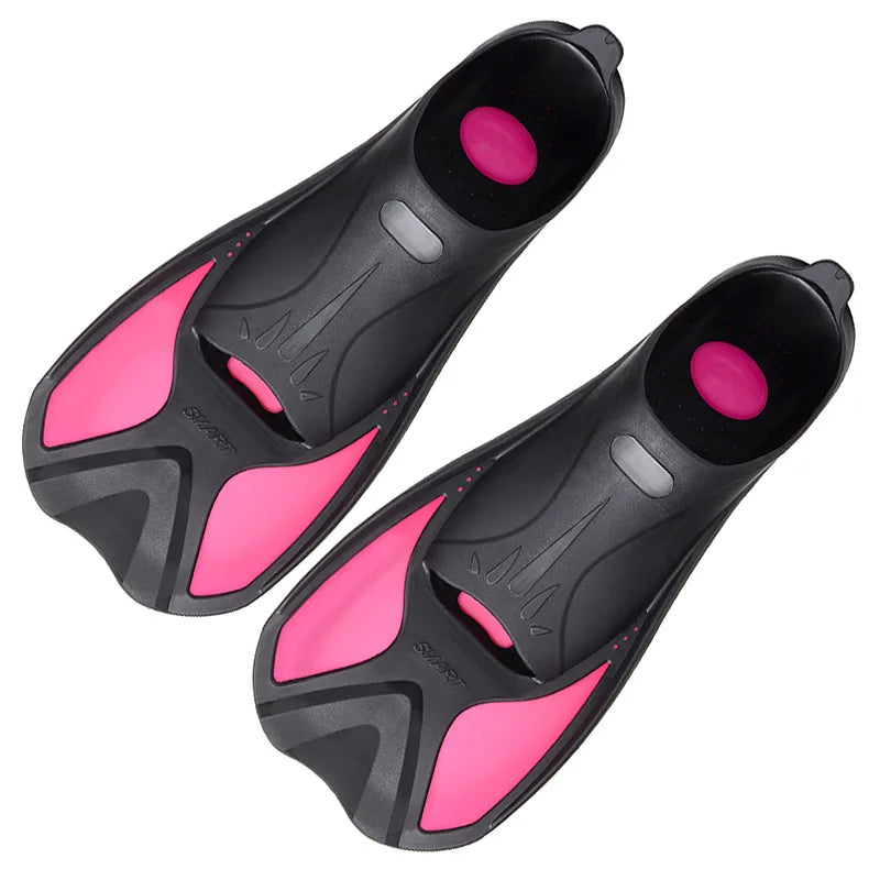 Short Snorkeling Fins - Comfortable TPR Swim Aids for Diving, Pool Training & Travel, Kids to Adult Sizes