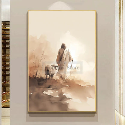 Modern Christian Jesus Poster - Inspirational Bible Verse Canvas Wall Art for Living Room Faith Decor & Religious Gift