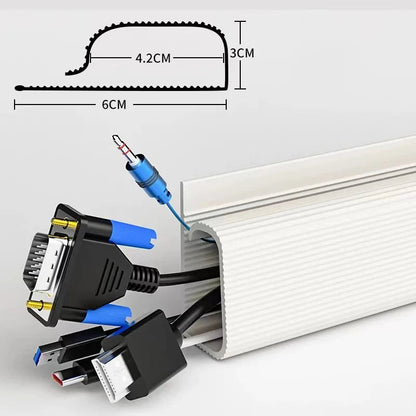 No-Drill Desk Cable Organizer Tray – Under Desk Cable Management & White Wire Protector for Clutter-Free Workspaces