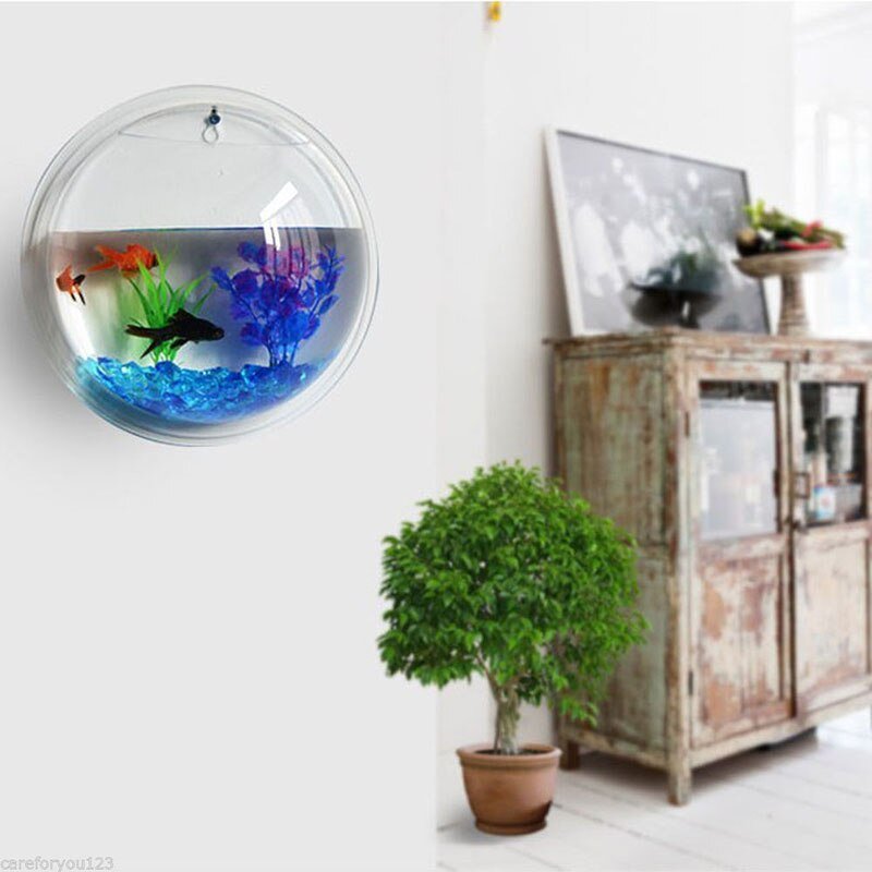 Wall Mounted Aquarium - 3D Acrylic Fish Bowl Plant Pot Hanging Aquarium