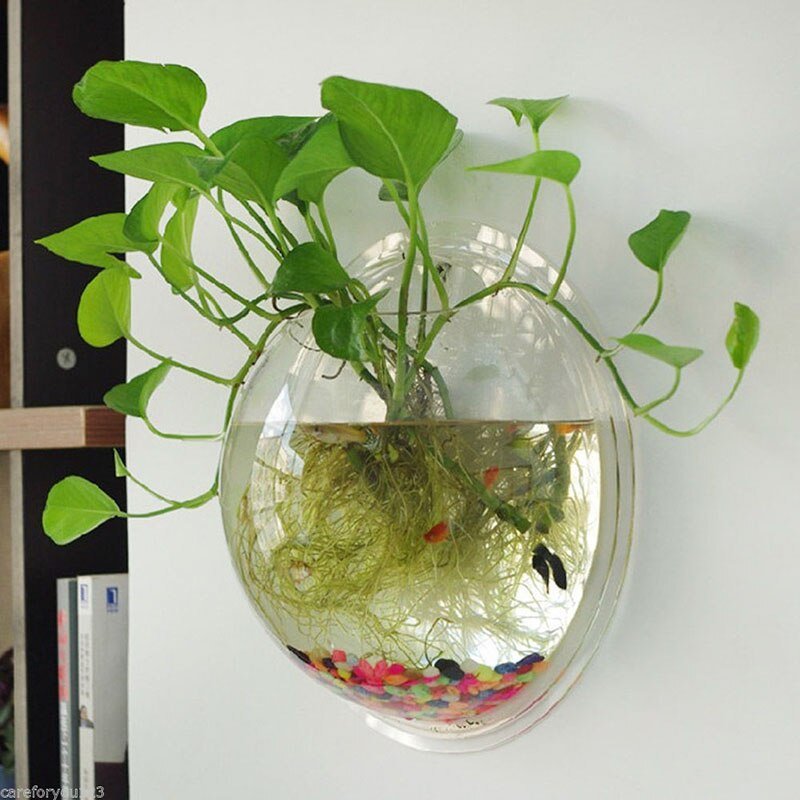 Wall Mounted Aquarium - 3D Acrylic Fish Bowl Plant Pot Hanging Aquarium