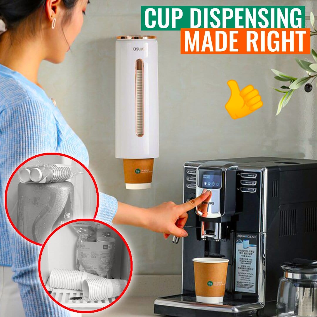 Wall Mounted Automatic Disposable Cup Dispenser - Cups Dispenser for Home, Office, Lounge & Gym