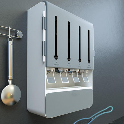 Wall Mounted Condiment Dispenser - Kitchen Shelf Wall Mounted Spice Rack Multifunctional