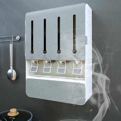 Wall Mounted Condiment Dispenser - Kitchen Shelf Wall Mounted Spice Rack Multifunctional