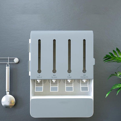 Wall Mounted Condiment Dispenser - Kitchen Shelf Wall Mounted Spice Rack Multifunctional