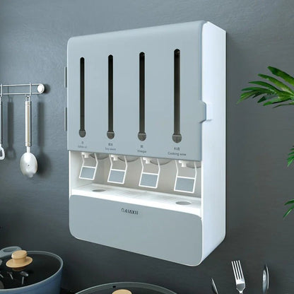 Wall Mounted Condiment Dispenser - Kitchen Shelf Wall Mounted Spice Rack Multifunctional