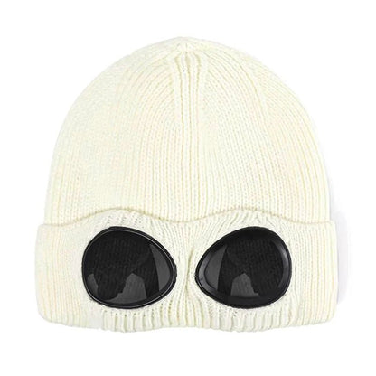 Warm Knitted Beanie With Goggle and Ear Protection – Insulated, Curled Edge, Perfect for Skiing and Winter Outdoor Adventures