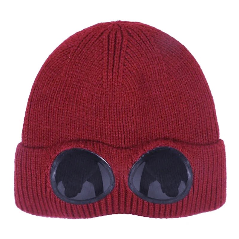 Warm Knitted Beanie With Goggle and Ear Protection – Insulated, Curled Edge, Perfect for Skiing and Winter Outdoor Adventures