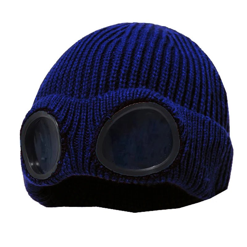 Warm Knitted Beanie With Goggle and Ear Protection – Insulated, Curled Edge, Perfect for Skiing and Winter Outdoor Adventures