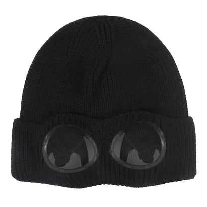 Warm Knitted Beanie With Goggle and Ear Protection – Insulated, Curled Edge, Perfect for Skiing and Winter Outdoor Adventures