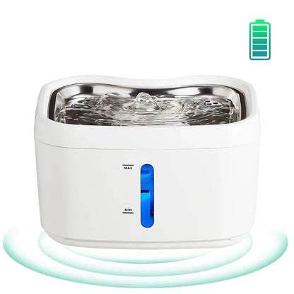 Wireless Cat Water Fountain with App – 3000mAh Battery, Motion Sensor & Stainless Steel Tray for Multi-Pet Homes