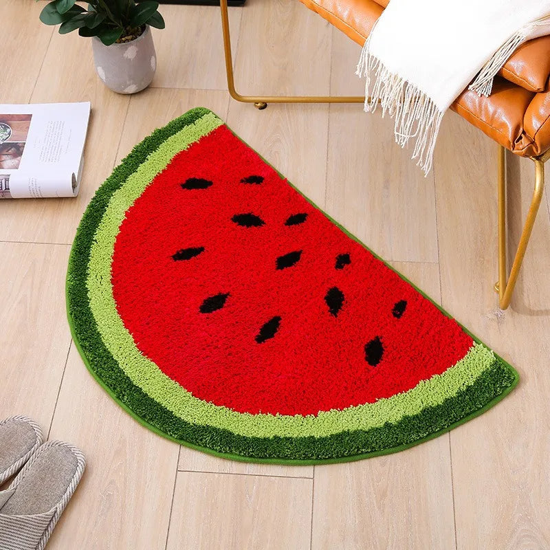 Fruit Pattern Door Rug – Half-Round Absorbent & Non-Slip Rug for Home Decor