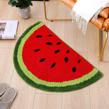 Fruit Pattern Door Rug – Half-Round Absorbent & Non-Slip Rug for Home Decor