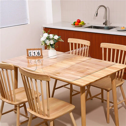 Transparent Oil Resistant and Waterproof Tablecloth - PVC Clear Table Protector with a Thickness, Heat-resistant, Waterproof, and Oil Resistant Dining PVC Table Cover