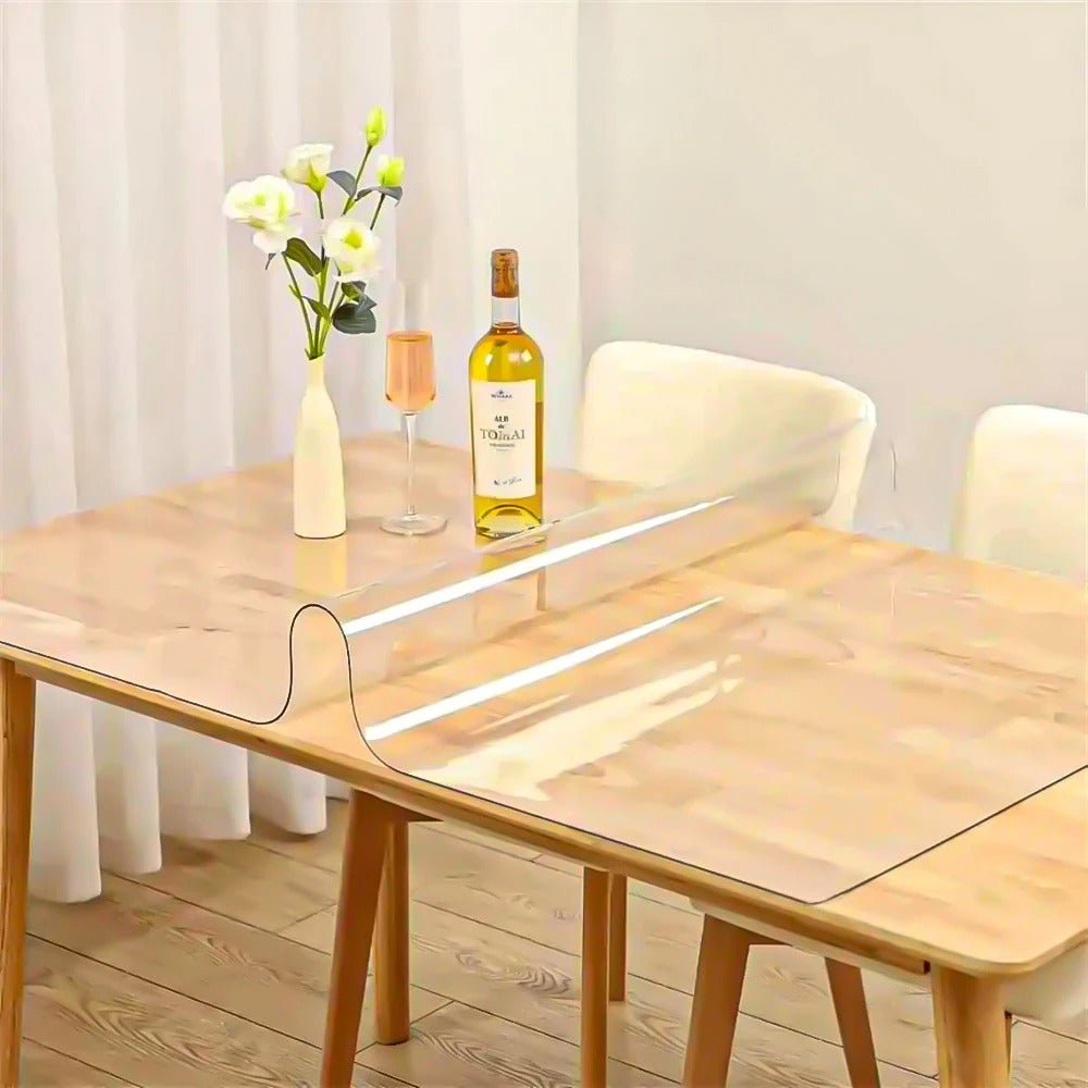 Transparent Oil Resistant and Waterproof Tablecloth - PVC Clear Table Protector with a Thickness, Heat-resistant, Waterproof, and Oil Resistant Dining PVC Table Cover