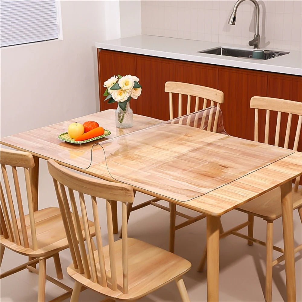 Transparent Oil Resistant and Waterproof Tablecloth - PVC Clear Table Protector with a Thickness, Heat-resistant, Waterproof, and Oil Resistant Dining PVC Table Cover