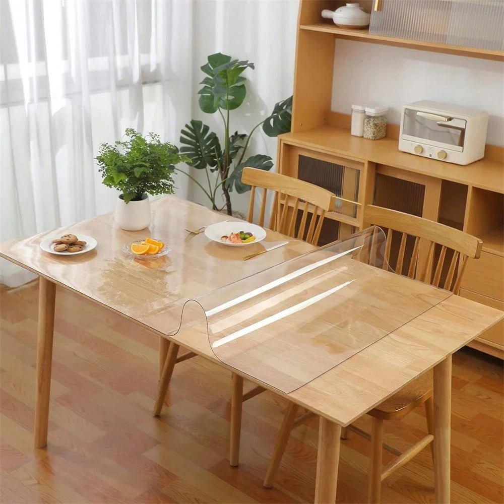 Transparent Oil Resistant and Waterproof Tablecloth - PVC Clear Table Protector with a Thickness, Heat-resistant, Waterproof, and Oil Resistant Dining PVC Table Cover