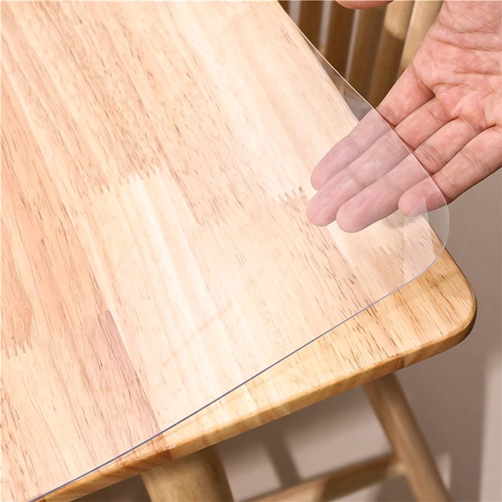 Transparent Oil Resistant and Waterproof Tablecloth - PVC Clear Table Protector with a Thickness, Heat-resistant, Waterproof, and Oil Resistant Dining PVC Table Cover